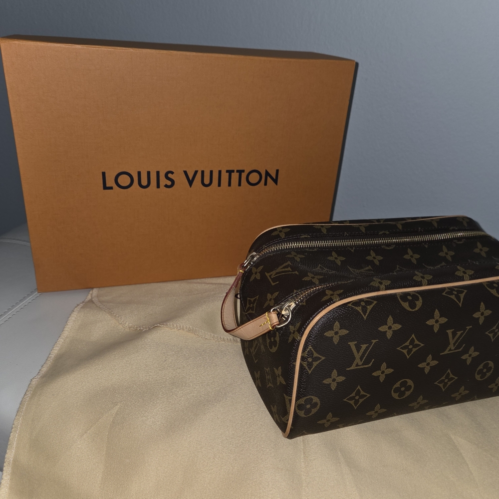 Louis Vuitton Brown Monogram Canvas Leather Toiletries Bag - Picture 2 of 7